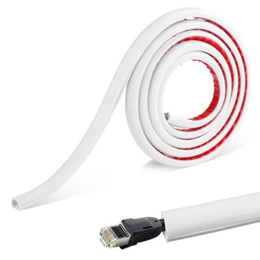 Imagem de Escondedor de cabos, capas de fio brancas autoadesivas para cabos na parede, material de PVC, 200 cm, corretivo, organizador de fios, entroncamento de cabos para conduíte de gerenciamento organizado