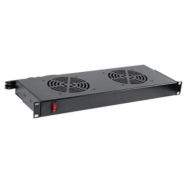 Imagem de Tecmojo Servidor montado em rack 1U 2 unidades de ventilador sistema de resfriamento fluxo de ar de escape, para resfriamento AV, Home Theater, racks de rede de 48 cm