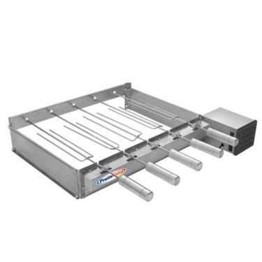 Imagem de Churrasqueira Gira Grill Baixo 5 Espetos Giratório Inox Motor Weg - Pr
