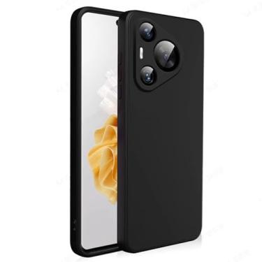 Imagem de LTLMYDAM Capa à prova de choque para Huawei Pura 80 Ultra/80 Pro/80Pro+/80, capa de proteção de câmera de silicone líquido, minimalista, fosca, macia, fina, preta, 80