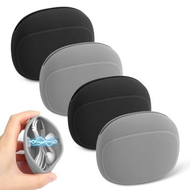 Imagem de Pacote com 4 bolsas magnéticas de silicone para AirPods, fones de ouvido com fio/sem fio, fones de ouvido – Organizador Tech Pouch para capa de carregamento, capa de armazenamento de viagem para