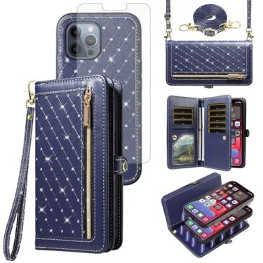 Imagem de Capa de telefone para iPhone 12 Pro Max 6,7 carteira com zíper destacável magnética celular protetor de tela alça transversal para iPhone12promax 5G i 12s Plus iPhone12 12pro Promax mulheres meninas