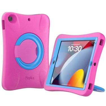 Imagem de Pepkoo Capa para iPad compatível com iPads 9ª, 8ª e 7ª geração, capa para tablet infantil, proteção total da tela e do corpo, capas protetoras antiderrapantes resistentes para iPad