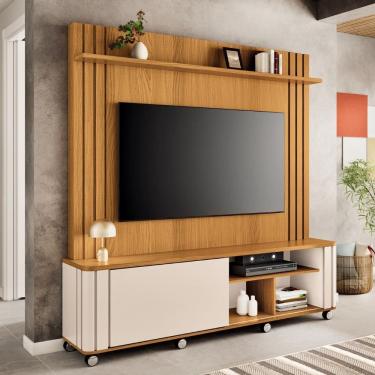 Imagem de Estante Home Ripada para TV ate 70 Polegadas 1 Porta de Correr com Rodizios Trinus HB Moveis