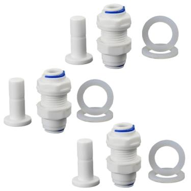 Imagem de Encaixe de anteparo de tubo de 3/20.3 cm, adaptador de conexão rápida através do painel, encaixe de tubo de plástico push-fit para sistemas de filtro de água de osmose reversa RO, dispensadores de