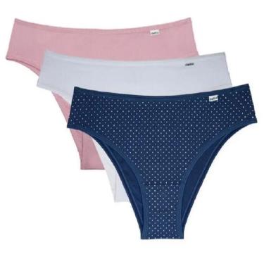 Imagem de Kit c/ 3 Calcinhas Biquini Microfibra Del Rio ref. 51509, Marinho/Bran