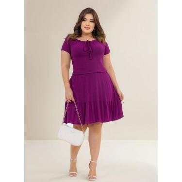 Imagem de Vestido Ciganinha Midi Feminino Casual Diversas Cores - Genérica, Viol