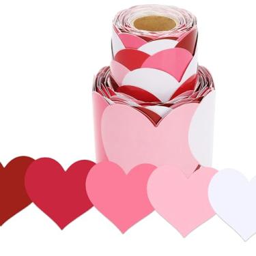 Imagem de Wonmon Rolo de borda de quadro de avisos do dia dos namorados, acabamento colorido em forma de coração de dia dos namorados para decoração de quadro de avisos para dia dos namorados, casamento