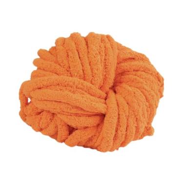 Imagem de Colaxi Fio de lã grosso para tricô com os braços, 2 cm, ideal para almofadas, mantas tricotadas à mão e camas para animais de estimação, Amarelo Alaranjado