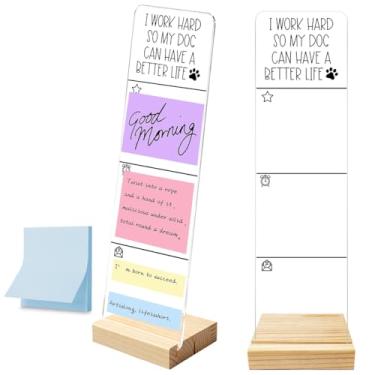 Imagem de Quadro de notas para monitor com base de madeira removível, suporte de acrílico portátil, para anotações, I Work Hard So My Dog Can Have a Better Life, placa acrílica, notas adesivas 100 folhas