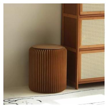 Imagem de Folding Paper Stool Banqueta de papel dobrável, almofada de PU e design de favo de mel de papel kraft, pode suportar cadeira acordeão de 1102 libras(32x30cm/12.6x11.8")