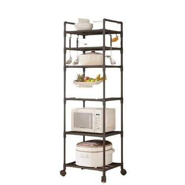 Imagem de Prateleiras Estante Organizador Armazenamento Para Cozinha E Banheiro 6 Camadas Com Rodinhas Resiste(Preto)