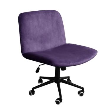 Imagem de NICEEC Capa para cadeira cruzada, sem braços, escritório, dormitório, mesa, capa para cadeira de vaidade, capas de cadeira de computador, encosto médio, assento largo sem protetor de braços, elastano