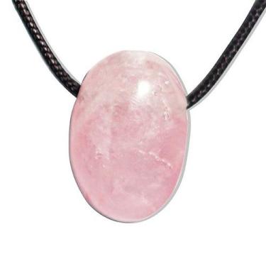 Imagem de Colar Difusor Pedra Quartzo Rosa Rolado Furo Aromaterapia - Cristaisde