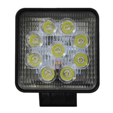 Imagem de Farol De Milha 9 Leds Quadrado Universal 27W 6000K 12V 24V T