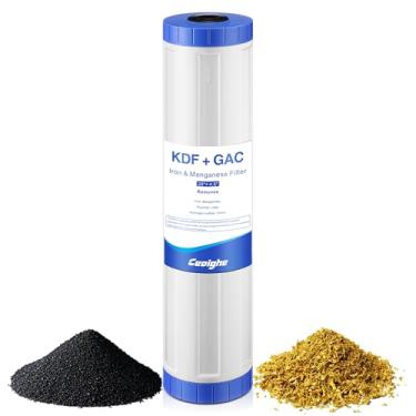 Imagem de Ceoighe Filtro de água de carbono grande de 20 x 4,5, cartucho de substituição de filtro de água redutor de ferro e manganês para toda a casa com fluxo radial e filtros de carvão ativado granular