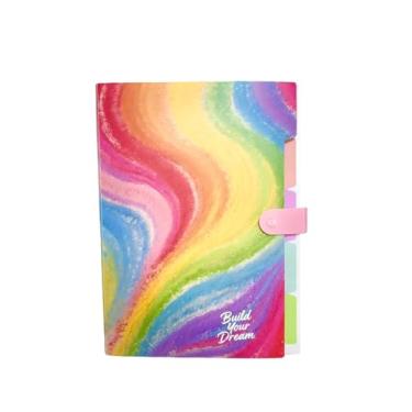 Imagem de Linda pasta de arquivos expansível - Organizador de documentos sanfonado com 5 bolsos, plástico poli impermeável, tamanho A4/carta para escola, escritório, casa, arco-íris