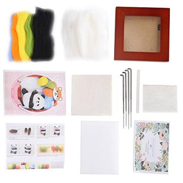 Imagem de Kit de feltro de agulha Suprimentos de feltro de lã DIY Moldura de foto Animal Boneca de pelúcia Fazendo material Lã natural Seguro para iniciantes Crianças Adultos Amantes de (215# Balão Panda)