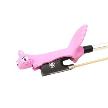 Imagem de Conboxus Suporte de arco de violino/viola Aderência de arco de violino para iniciantes, acessório de auxílio de ensino, dedo de proteção suave, fofo em forma de esquilo, cores brilhantes (rosa)