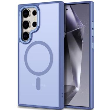 Imagem de Hython Capa para celular Samsung Galaxy S24 Ultra, magnética, translúcida, fosca [compatível com MagSafe] Capa protetora rígida fina e fina à prova de choque para mulheres, homens e meninas, azul