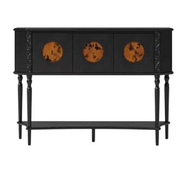 Imagem de Mesa de console estreita moderna com 3 gavetas de armazenamento 120 cm L, 35 cm D, 90 cm A - Entrada de madeira maciça com prateleira, móveis de fazenda para sala de estar, hall de entrada e corredor