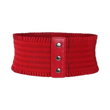 Imagem de Cintura Larga Elegante Com Três Fivelas E Ruffles Para Vestido Feminin