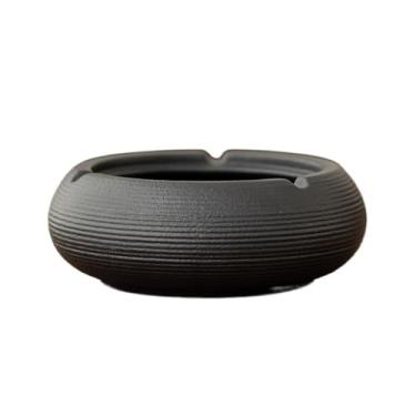 Imagem de Cinzeiro moderno de cerâmica com tampa para casa, sala de estar, quarto, secretária, escritório, decoração de casa (preto)