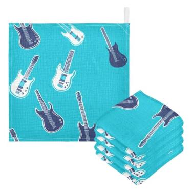 Imagem de STAYTOP Blue Guitar Toalhas de banho de musselina para bebê, pacote com 5 - panos macios para recém-nascidos, toalhas de banho e rosto absorventes para bebês, lenços de algodão para bebês, toalhas de