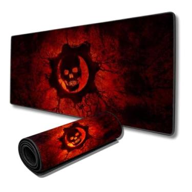 Imagem de Mouse Pad Gamer, Design Caveira Vermelha e Preta, Antiaderente, Emborrachado, Extra Grande