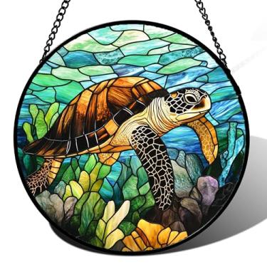 Imagem de HWRHTR Vitral para pendurar – Bonito apanhador de sol de tartaruga marinha para porta, jardim, quintal, oceano azul, apanhadores de sol, decoração, Natal, Dia das Mães, aniversário, presentes infantis
