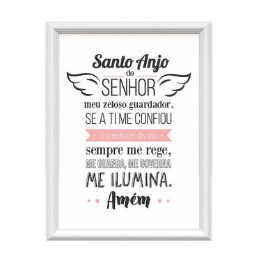 Imagem de Quadro Decorativo Santo Anjo Do Senhor Rosa 34X44Cm