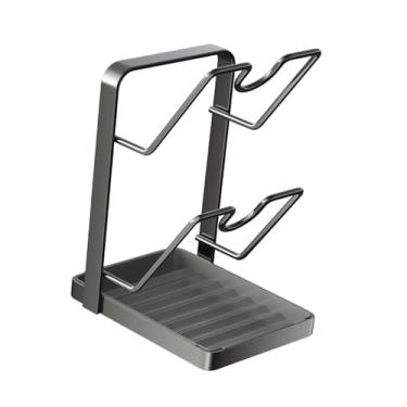 Imagem de Baoblaze Suporte para tampas de panelas, tábua de corte e organizador de cozinha independente em aço carbono, prático e que economiza espaço.