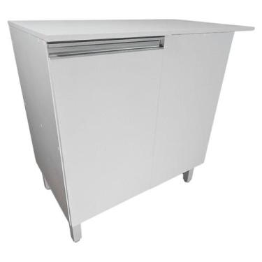 Imagem de Balcão Multiuso 95cm em MDF de Canto Branco - EJV Shoop, Branco, Direi