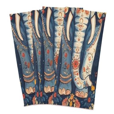 Imagem de xigua Conjunto de 6 panos de prato coloridos Paisley Elefante de Cozinha, Toalhas de Cozinha de Secagem Rápida Altamente Absorventes para Limpeza de Louça e Limpeza à Mão, 71 x 45 cm