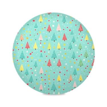 Imagem de STAYTOP Jogo americano redondo de árvore de Natal, 6 peças, tapetes de mesa antiderrapantes fáceis de limpar para decoração de mesa de festa de churrasco em casa