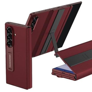 Imagem de POYUFRG Capa fina para Samsung Galaxy ZTriFold, capa de couro com proteção de dobradiça de lente de tela com tudo incluído, capa de couro com suporte dobrável, vermelha, ZTriFold