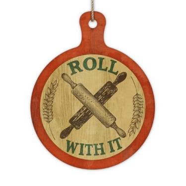Imagem de Bolisom Rolo de massa vintage para cozinha, placa retrô engraçada com placa de madeira de trigo, padaria, despensa, sala de jantar, decoração de casa, guirlanda de madeira de fazenda, decoração de