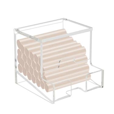 Imagem de KCGANI 1 pacote com dispensador de protetor labial de acrílico transparente com tampa articulada, expositor de bancada independente para varejo, suporte organizador de bálsamo labial para batons