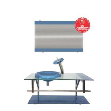 Imagem de Gabinete de Vidro 90cm para Banheiro Áustria - EKASA, Azul