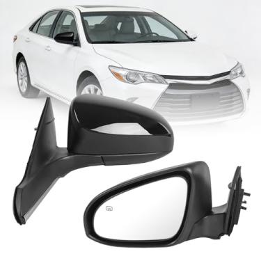 Imagem de JDMSPEED Espelho retrovisor lateral do motorista esquerdo compatível com Toyota Camry 2015 2016 2017 com vidro elétrico aquecido manual dobrável preto substitui 8790606040 (5 pinos)