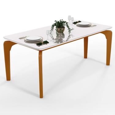 Imagem de Mesa Capri 160cm Off White Com 6 Cadeiras Allana B05 Couríssimo Preto Linho Cinza - Lyam Decor
