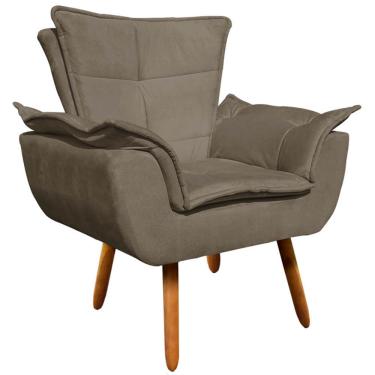 Imagem de Poltrona Decorativa Pés Palito Charger Suede Nude - Gran Belo