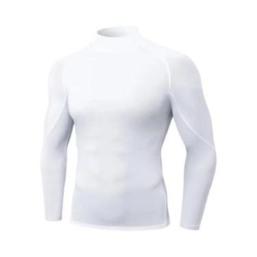 Imagem de Camiseta De Compressão Masculina De Manga Longa Com Gola Alta Para Cor