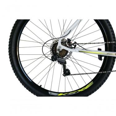 Imagem de Bicicleta Aro 29 Ksx Sd7 21v Cabos Internos Alumínio Freios A Disco Garfo Suspensão Branco Amarelo Tamanho 17