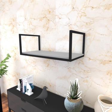 Imagem de Prateleira Industrial Suspensa Estante Parede Nicho Cinza Cozinha Escritorio Sala Quarto Infantil