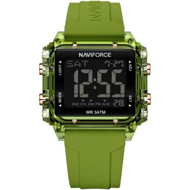 Imagem de Relógio Esportivo Feminino Quadrado Digital Pulseira De Silicone Verde Musgo