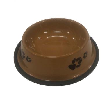 Imagem de Comedouro E Bebedouro Estampado Aço Inoxidável Meu Pet Marrom