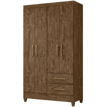 Imagem de Guarda Roupa Solteiro Chile 4P 103 cm Moval, Castanho Wood