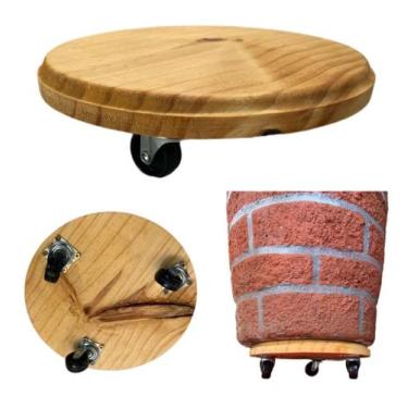Imagem de Suporte Redondo para Vasos de Plantas com Rodinhas 22 cm Cor:Natural -