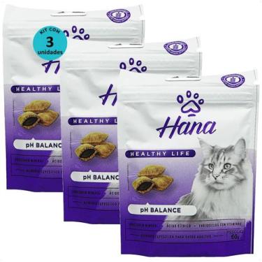 Imagem de Snack hana healthy life ph balance para gatos adultos 60g kit com 3